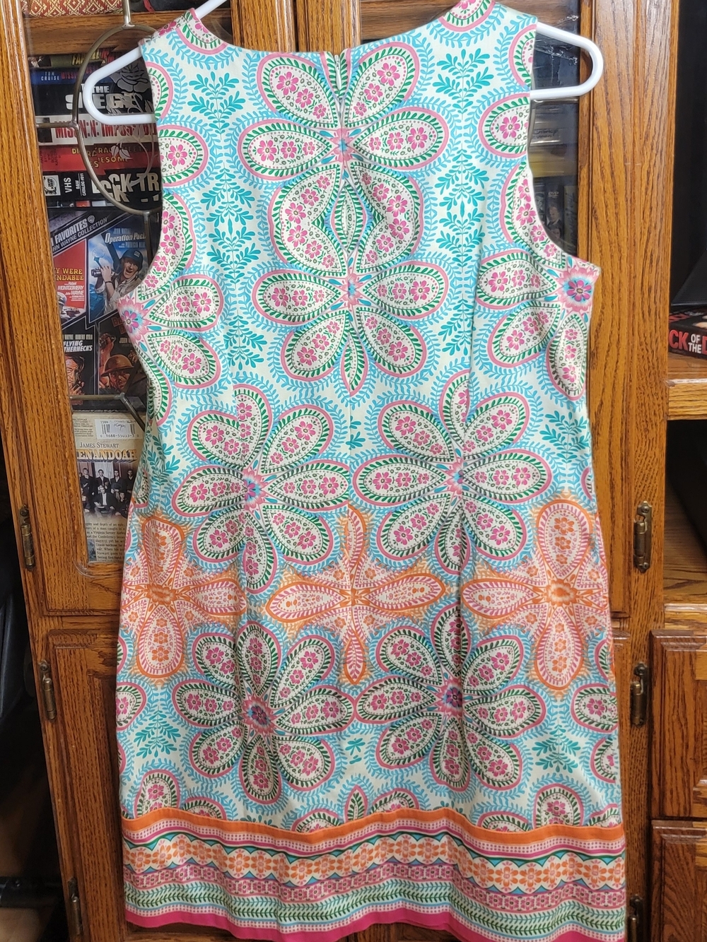 London Times Sleeveless Midi Dress in White, Turquoise, Pink & Orange Size 6 - Picture 2 of 6